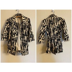Taikonhu by Anthropologie Black and Cream Trench Coat